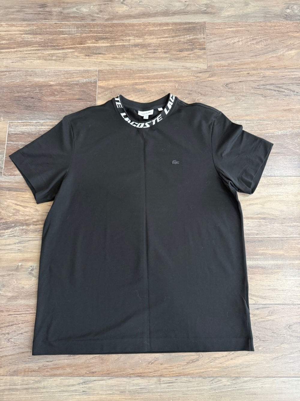 Lacoste Black Short Sleeve Logo-Trim Crew Tee